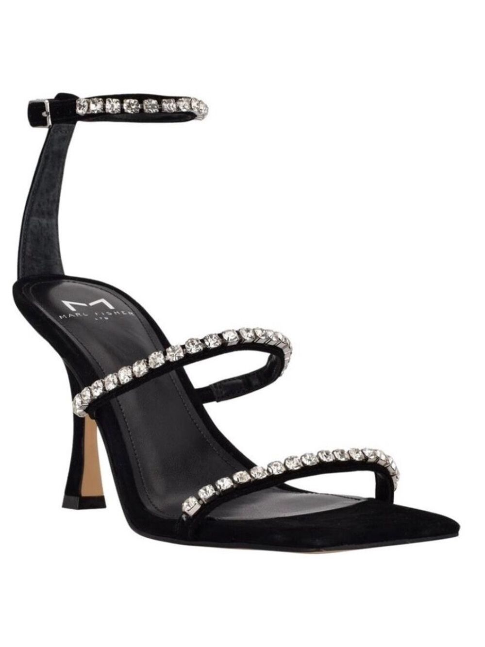 NIB Marc Fisher Dezzi Rhinestone Ankle Strap Suede Sandal